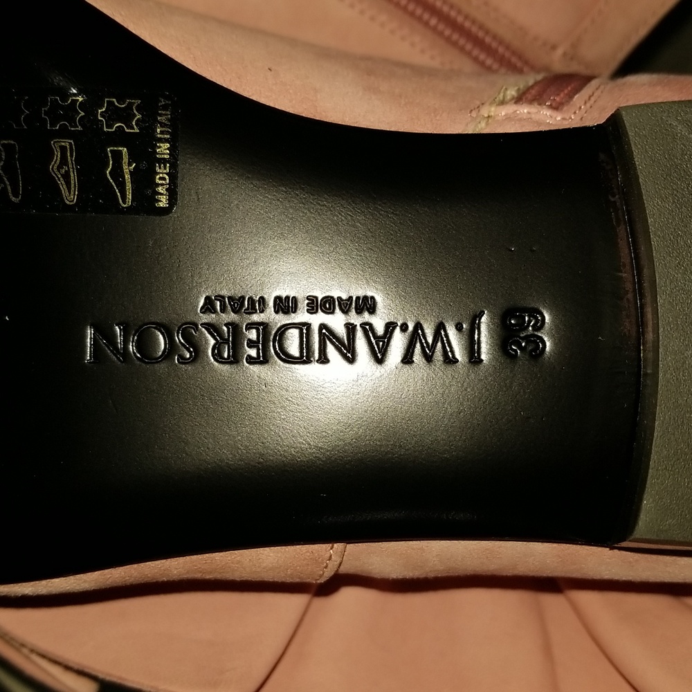 JW ANDERSON Pink Suede Ruffle Ankle Booties - Picture 4 of 5